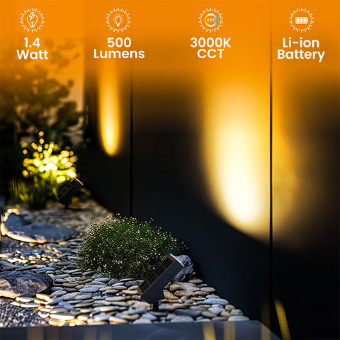 Solar Garden Light | 1.4 Watt | 500 Lumens | 3000K | Li-ion battery