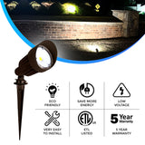 LED Landscaping Light | 10 Watt | 800 Lumens | 3000K | 12V/DC | Ground Stake Mount | Bronze Housing | IP65 | ETL Listed | 5 Year Warranty | Pack of 4 - Nothing But LEDs