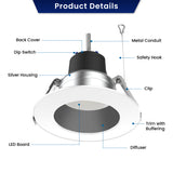 LED Commercial Downlight | Adjustable Watt 18W/27W/36W | 4000 Lumens | Adjustable CCT 2700K/3000K/3500K/4000K/5000K | 120V-347Vac | 8" | ETL & ES Listed | 5 Year Warranty