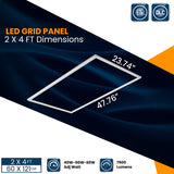LED Grid Panel | Adjustable Watt 40W-50W-60W | 7500 Lumens | Adjustable CCT 3000K-4000K-5000K | 100V-277V | 2'X4' | ETL & DLC Listed | 5 Year Warranty | Pack of 4 - Nothing But LEDs