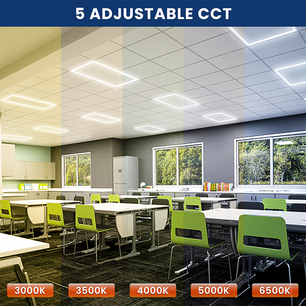 LED Grid Panel | Adjustable 40W-50W-60W | 7500 Lumens | Adjustable CCT 3K-3500K-4K-5K-6500K | 100V-277V | 2'X4' | ETL & DLC Listed | Pack of 4