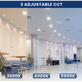 LED Commercial Downlight | 27 Watt | up to 2700 Lumens | Adjustable CCT 3000K-4000K-5000K | 100V-277V | 6in | UL & ES Listed | 5 Year Warranty