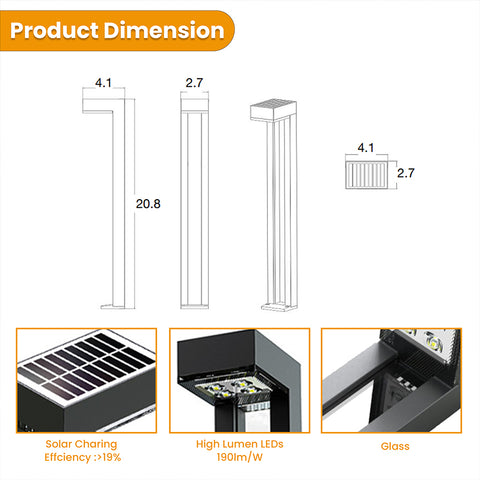 Solar Garden Light | 1 Watt | 100 Lumens | 3000K | IP54