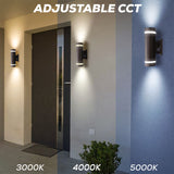 LED Up & Down Wall Sconce | 30 Watt | 3360 Lumens | Adj CCT 3000K/ 4000K/ 5000K | 120V-277V | Bronze Housing | IP65 | UL Listed | 5 Year Warranty