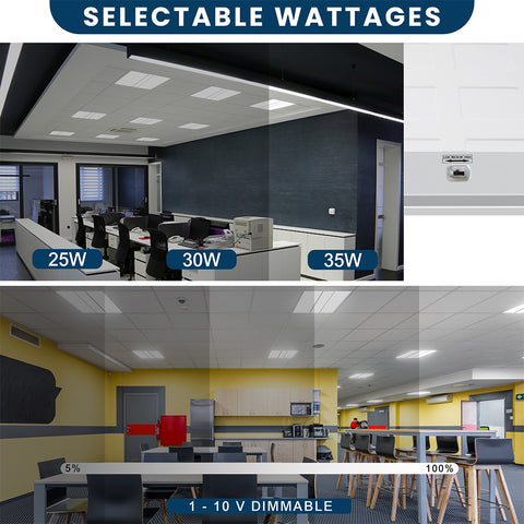 LED Panel/Troffer | Adj Watt 25W/30W/35W | 3850 Lumens | Adj CCT 3500K/4000K/5000K | 100V-277V | 2X2 | Dimming | UL Listed | 5 Year Warranty | Pack of 4 - Nothing But LEDs