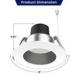 LED Commercial Downlight | Adjustable Watt 13W/19W/27W | 3000 Lumens | Adjustable CCT 2700K/3000K/3500K/4000K/5000K | 120V-347Vac | 6" | ETL & ES Listed | 5 Year Warranty