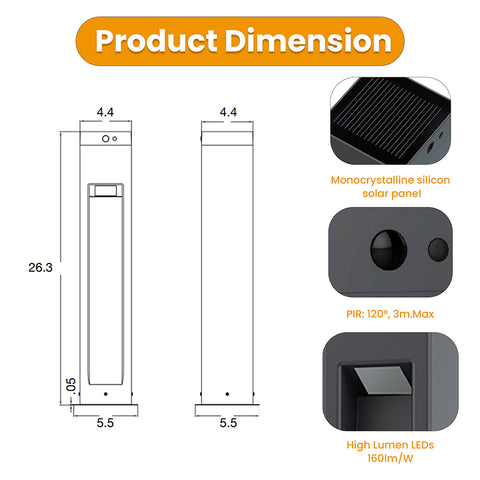 Solar Bollard | 1.1 Watt | 1000 Lumens | 3000K | IP54