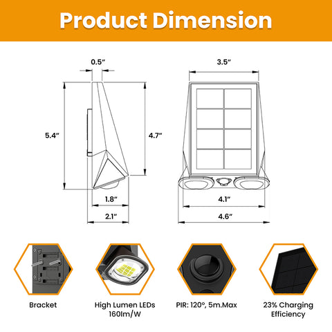 Solar Security Light | 1.3 Watt | 800 Lumens | 4000K | IP44