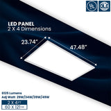 LED Backlit Panel | Adj Watt 29W/34W/39W/49W | 6125 Lumens | Adj CCT 4000K-5000K-6500K | 120V-277V | 2'X4' | UL & DLC Listed | 5 Year Warranty