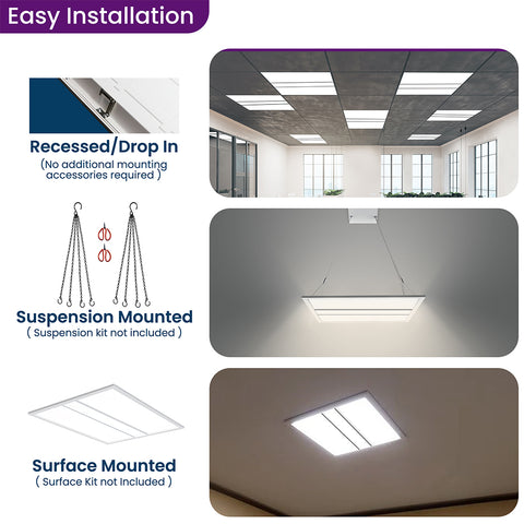 LED Panel/Troffer | Adj Watt 25W/30W/35W | 3850 Lumens | Adj CCT 3500K/4000K/5000K | 100V-277V | 2X2 | Dimming | UL Listed | 5 Year Warranty | Pack of 4 - Nothing But LEDs