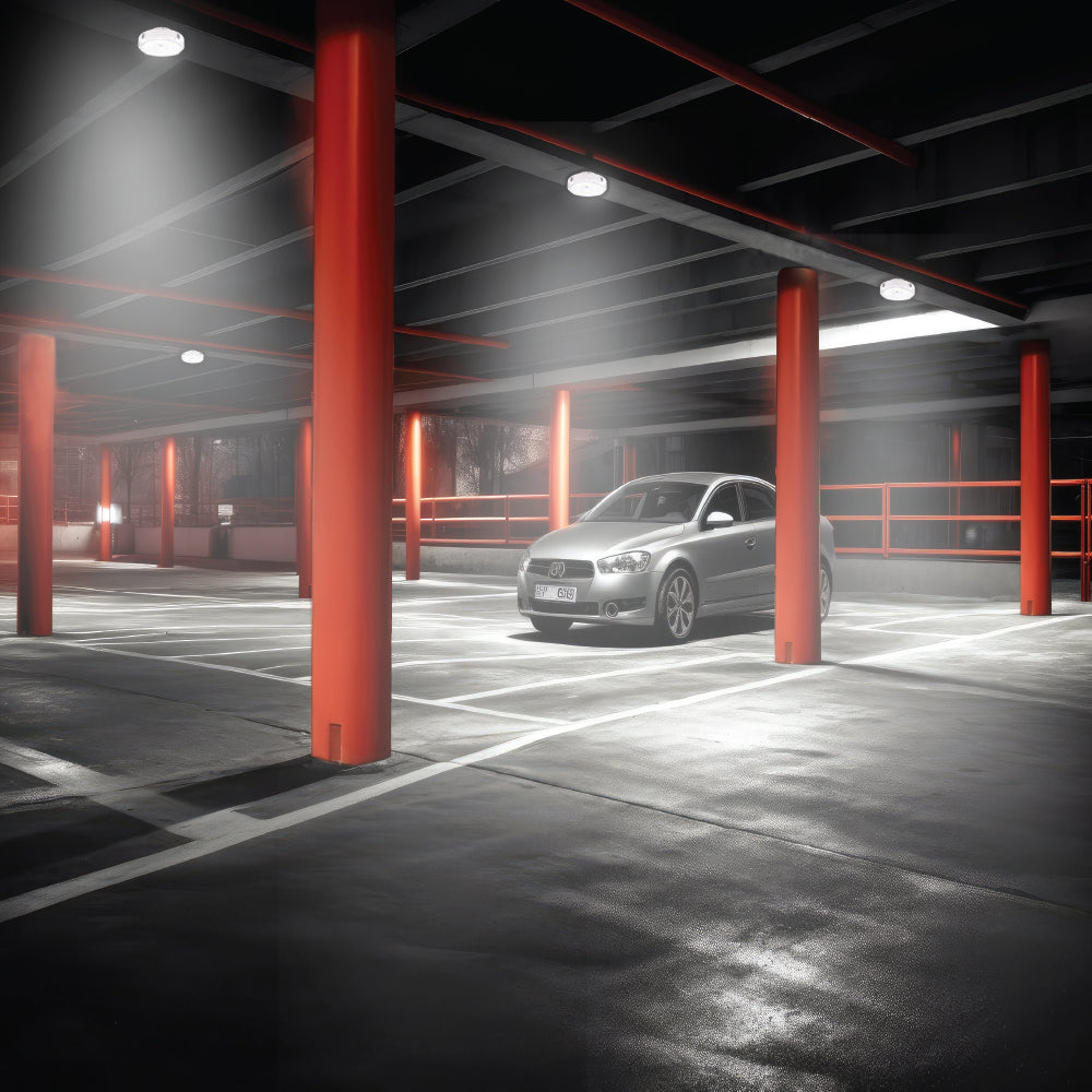 LED Parking Garage Fixture | 60 Watt | 6900 Lumens | 5000K | 120-277V | DOB | White Housing | IP65 | UL Listed | 5 Year Warranty