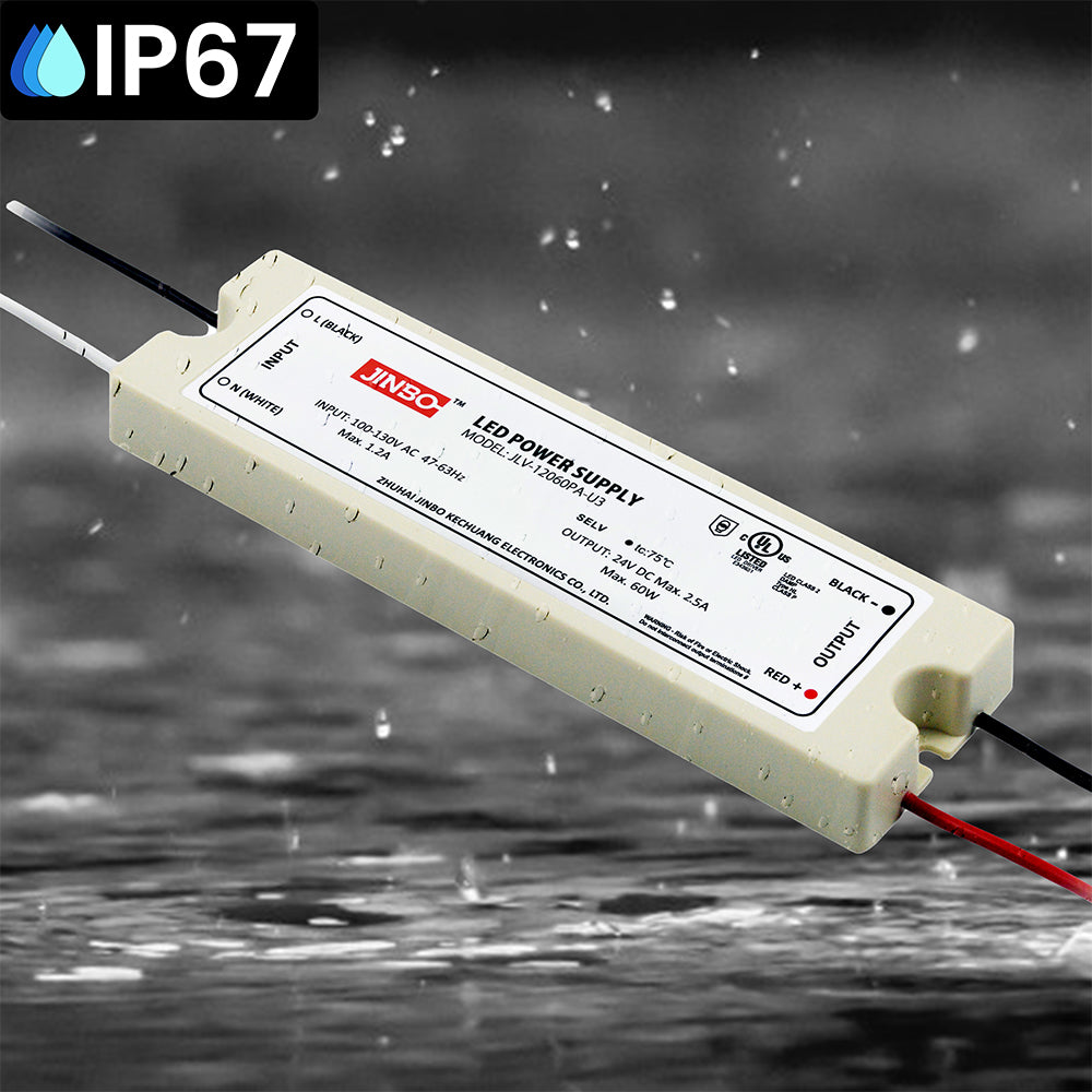 LED Power Supply | 60 Watt | 24 Volt DC | IP67 | JLV-24060PA-U3 | UL Listed | 3 Year Warranty