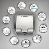 Commercial Electric Hand Dryers for Bathrooms with 1800W, Stainless Steel with Hepa Filter, Touch Free Sensor - Chrome