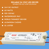 LED Power Supply | 60 Watt | 24 Volt DC | IP67 | JLV-24060PA-U3 | UL Listed | 3 Year Warranty