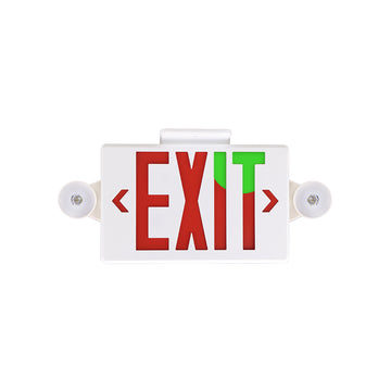 LED Dual Head Exit Sign | 2 x 2 Watt | Switchable Color Lens | Red & Green | 5000K | 120-277Vac