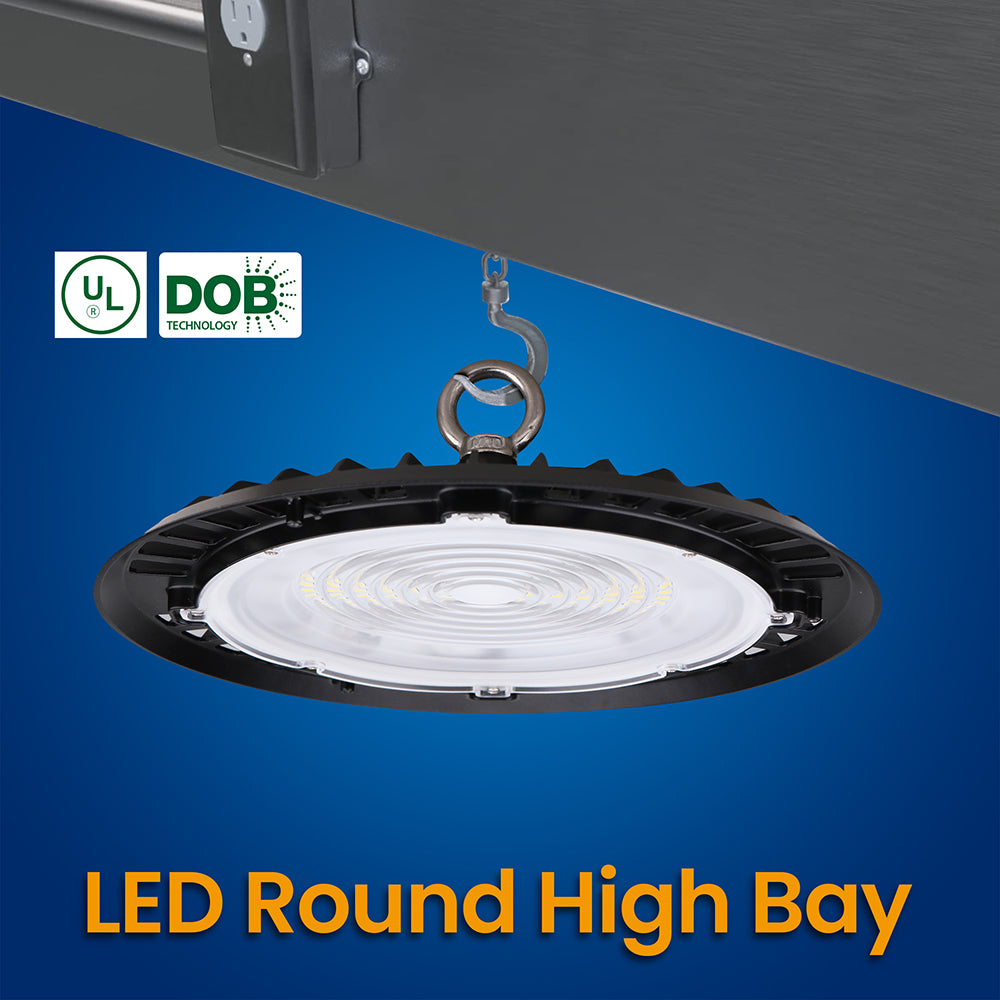 LED Round High Bay | 80 Watt | 8800-9200 Lumens | 5000K | 120V | DOB | Black Housing | IP65 | UL Listed | 3 Year Warranty - Nothing But LEDs