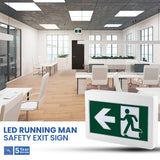 LED Running Man Safety Exit Sign | 3.5W | 6000-7000K | Green | 120-347V | 3.6V 2000mAh Ni-Cd Battery | Single & Double Face | UL Listed | Pack of 2 - Nothing But LEDs