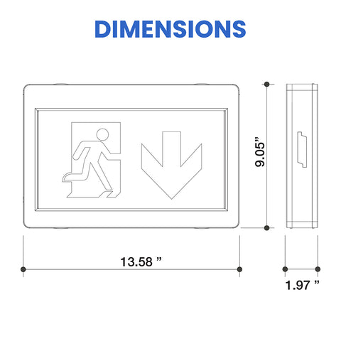 LED Running Man Safety Exit Sign | 3.5W | 6000-7000K | Green | 120-347V | 3.6V 2000mAh Ni-Cd Battery | Single & Double Face | UL Listed | Pack of 2 - Nothing But LEDs