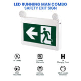 LED Running Man Combo Safety Exit Sign | 4W | 6000-7000K | Green | 120-347V | 3.6V 1000mAh Ni-Cd Battery | Single & Double Face | UL Listed | Pack of 2 - Nothing But LEDs