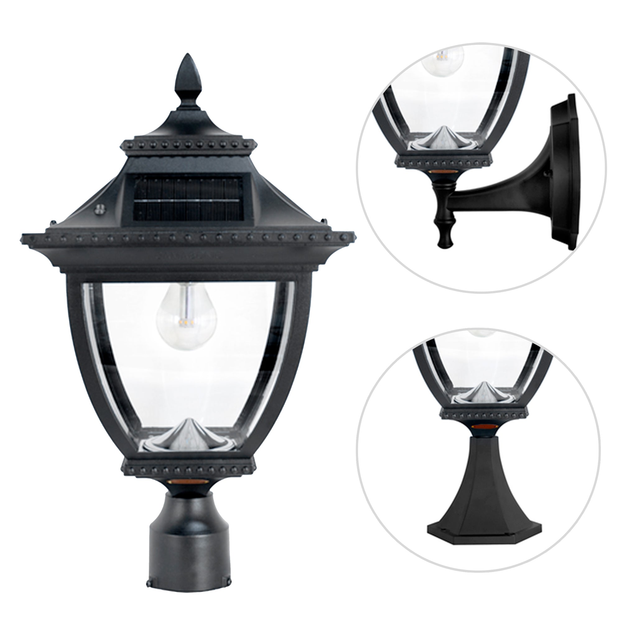 gama-sonic-pagoda-bulb-solar-lamp-wall-pier-3-fitter-mount-lantern-head-cast-aluminum-black-104b033