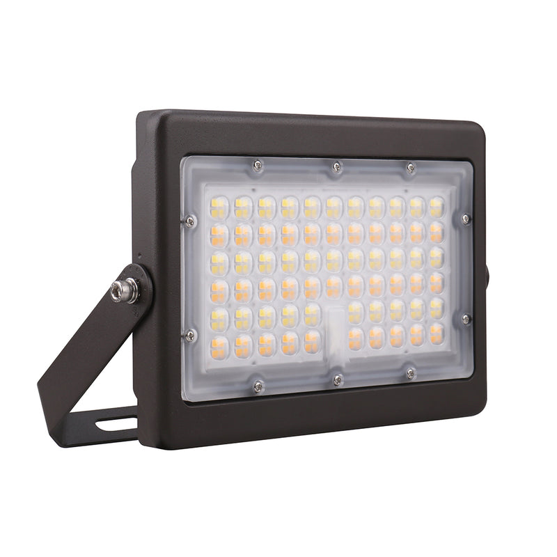 LED Flood Light | 80 Watt | 10880 Lumens | Adjustable CCT 3000K-4000K-5000K | 120V-277V | U Shaped Bracket | Bronze Housing | IP65 | UL & DLC Listed | 5 Year Warranty - Nothing But LEDs