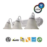 Euri Lighting | LED Vanity Fixture | 27 Watt | 2430 Lumens | 2700K | 120V | Dimmable | Acid-Etched Glass Bells | White Housing | ES & ETL Listed | 10 Years Limited Warranty