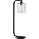 Table Lamp | Lowell | Round glass shade in Clear Glass | Matte Black Finish