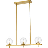 Chandelier | Odessa 3-Light Hanging Pendant | Glass ball shade | Brushed Brass Finish