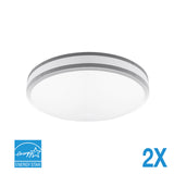 LED Ceiling Light | 11W | 902 Lumens | 3000 CCT | Dimmable | White PMMA Aluminum | Housing | Pack of 2 | Euri Lighting