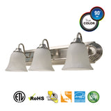 Euri Lighting | LED Vanity Fixture | 27 Watt | 2430 Lumens | 2700K | 120V | Dimmable | Acid-Etched Glass Bells | Brushed Nickel Housing | ES & ETL Listed | 10 Years Limited Warranty